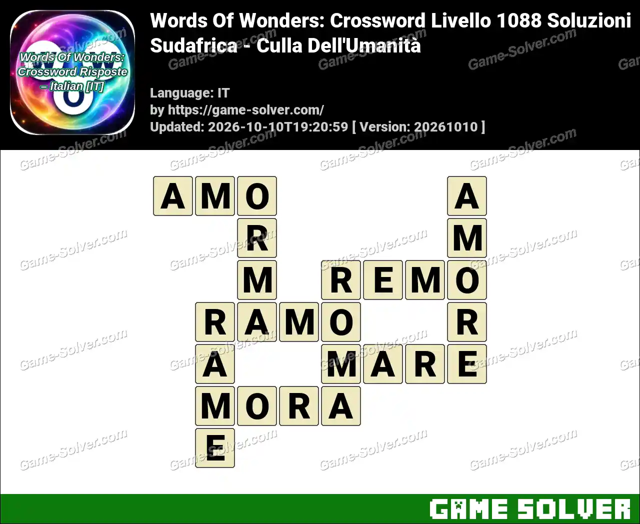 Words Of Wonders: Crossword Livello 1088 Soluzioni – Sudafrica – Culla Dell’Umanità